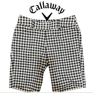🛍️3/$40 Callaway  Golf Opti Dry Caviar Navy & White Gingham Shorts Golf Size 2